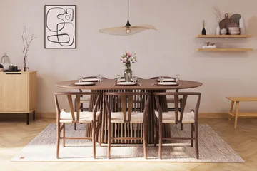 Peyra Spisegruppe 200 cm Ovalt spisebord med 6 Dastoori Spisestoler - Valnøtt - Møbler - Bord - Spisegruppe