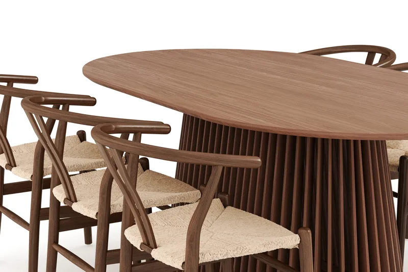 Peyra Spisegruppe 200 cm Ovalt spisebord med 6 Dastoori Spisestoler - Valnøtt - Møbler - Bord - Spisegruppe
