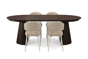 Peyra Spisegruppe med forlengelse 120-220 cm med 4 Sawako Spisestoler - Røkt eik - Møbler - Bord - Spisegruppe