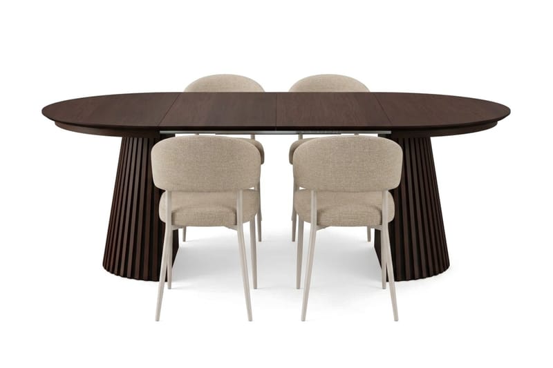 Peyra Spisegruppe med forlengelse 120-220 cm med 4 Sawako Spisestoler - Røkt eik - Møbler - Bord - Spisegruppe