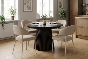 Peyra Spisegruppe med forlengelse 120-220 cm med 4 Sawako Spisestoler - Røkt eik - Møbler - Bord - Spisegruppe