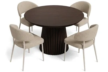 Peyra Spisegruppe med forlengelse 120-220 cm med 4 Sawako Spisestoler - Røkt eik - Møbler - Bord - Spisegruppe