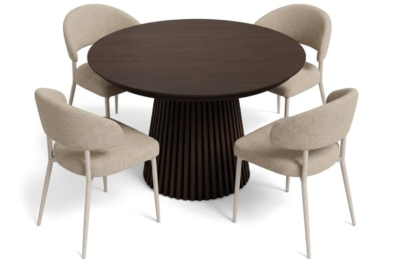 Peyra Spisegruppe med forlengelse 120-220 cm med 4 Sawako Spisestoler - Røkt eik - Møbler - Bord - Spisegruppe