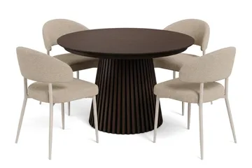 Peyra Spisegruppe med forlengelse 120-220 cm med 4 Sawako Spisestoler - Røkt eik - Møbler - Bord - Spisegruppe