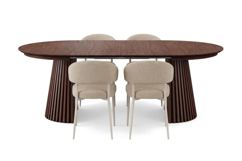 Peyra Spisegruppe med forlengelse 120-220 cm med 4 Sawako Spisestoler - Valnøtt - Møbler - Bord - Spisegruppe