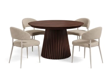 Peyra Spisegruppe med forlengelse 120-220 cm med 4 Sawako Spisestoler - Valnøtt - Møbler - Bord - Spisegruppe