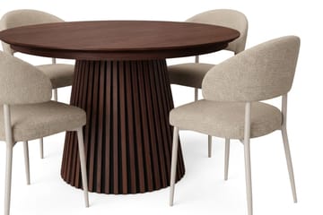 Peyra Spisegruppe med forlengelse 120-220 cm med 4 Sawako Spisestoler - Valnøtt - Møbler - Bord - Spisegruppe