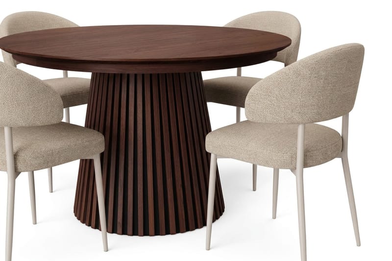 Peyra Spisegruppe med forlengelse 120-220 cm med 4 Sawako Spisestoler - Valnøtt - Møbler - Bord - Spisegruppe