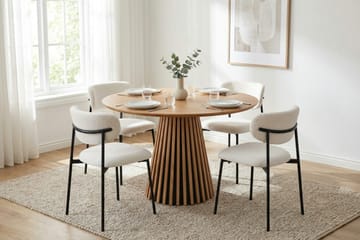 Peyra spisegruppe rund 110 cm eik med 4 Lucy spisestoler - Eik - Møbler - Bord - Spisegruppe