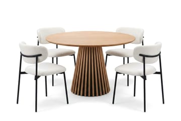 Peyra spisegruppe rund 110 cm eik med 4 Lucy spisestoler - Eik - Møbler - Bord - Spisegruppe