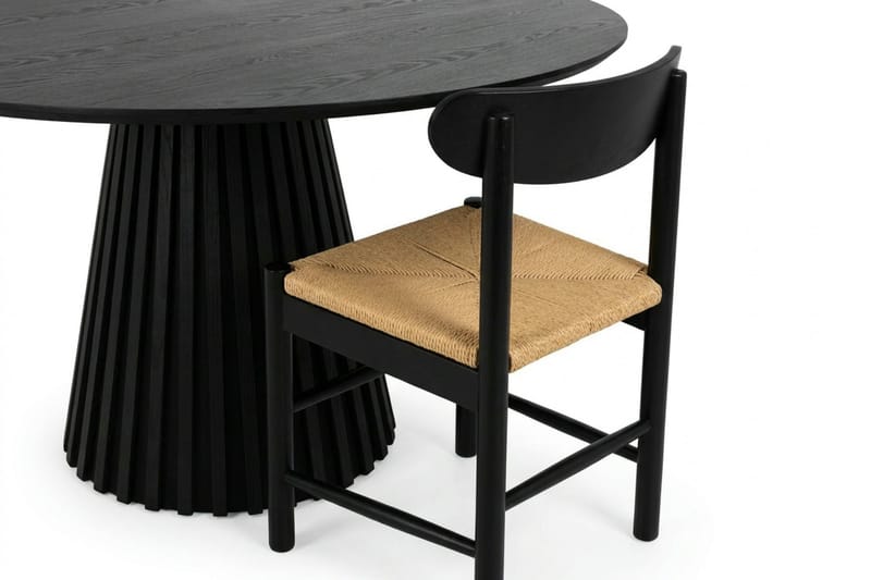 Peyra Spisegruppe rund 110 cm Svart med 4 Malte Spisestoler - Møbler - Bord - Spisegruppe