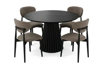 Peyra spisegruppe rund 110 cm svart med 4 Molly spisestoler - Svart - Møbler - Bord - Spisegruppe