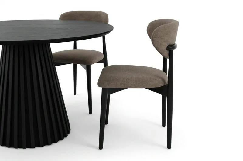 Peyra spisegruppe rund 110 cm svart med 4 Molly spisestoler - Svart - Møbler - Bord - Spisegruppe