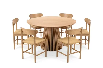 Peyra spisegruppe rund 130 cm eik med 6 Malte spisestoler - Møbler - Bord - Spisegruppe