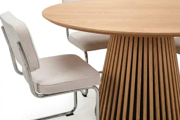 Peyra spisegruppe rund 130 cm eik med 6 Milva spisestoler - Eik - Møbler - Bord - Spisegruppe