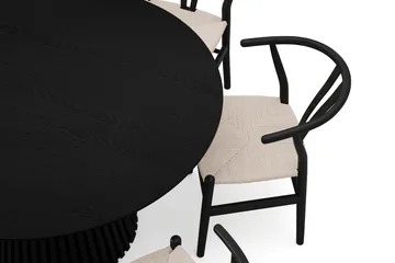 Peyra spisegruppe rund 130 cm svart med 6 Dastoori spisestoler - Svart - Møbler - Bord - Spisegruppe