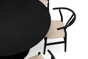 Peyra spisegruppe rund 150 cm svart med 6 Dastoori spisestoler - Svart - Møbler - Bord - Spisegruppe