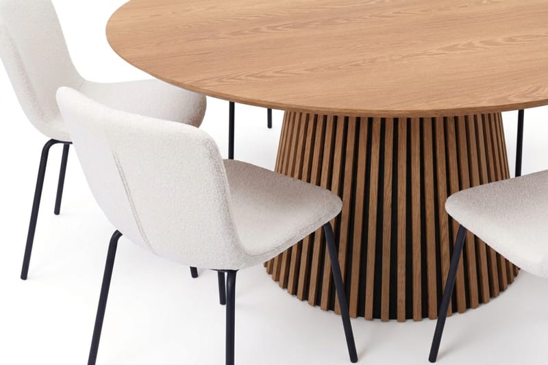 Peyra Spisegruppe rund 180 cm Eik med 8 Katy Spisestoler - Eik - Møbler - Bord - Spisegruppe
