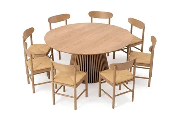 Peyra spisegruppe rund 180 cm eik med 8 Malte spisestoler - Møbler - Bord - Spisegruppe