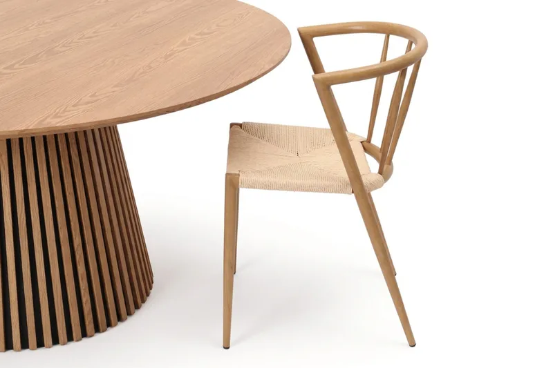 Peyra spisegruppe rund 180 cm eik med 8 Winston spisestoler - Eik - Møbler - Bord - Spisegruppe