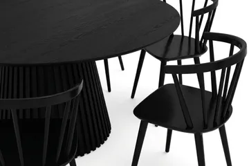 Peyra spisegruppe rund 180 cm svart med 8 Tyrö spisestoler - Svart - Møbler - Bord - Spisegruppe