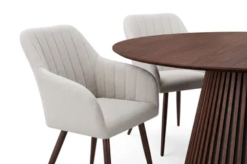Peyra spisegruppe rund 180 cm valnøtt med 8 Filippa spisestoler - Valnøtt - Møbler - Bord - Spisegruppe