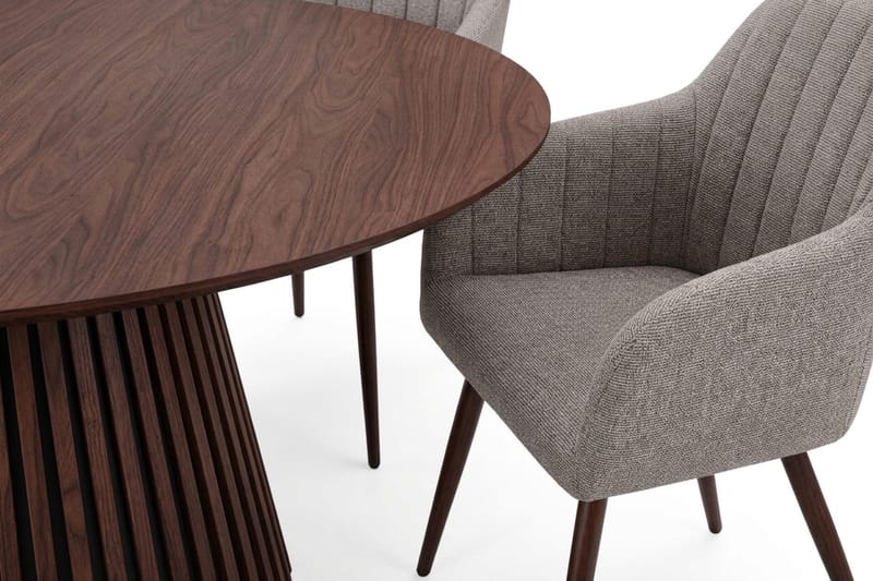 Peyra spisegruppe rund 180 cm valnøtt med 8 Filippa spisestoler - Valnøtt - Møbler - Bord - Spisegruppe