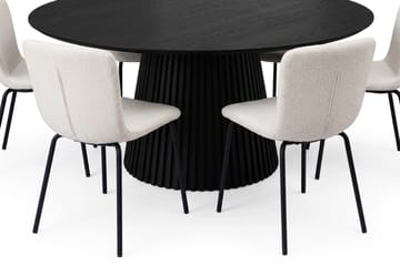 Peyra spisegruppe rundt 180 cm svart med 8 Katy spisestoler - Svart - Møbler - Bord - Spisegruppe