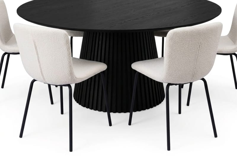 Peyra spisegruppe rundt 180 cm svart med 8 Katy spisestoler - Svart - Møbler - Bord - Spisegruppe