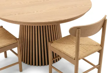 Peyra spisegruppe uttrekkbar rund 120–220 cm eik med 4 Malte spisestoler - Møbler - Bord - Spisegruppe