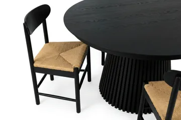 Peyra Spisegruppe uttrekkbar rund 140-220 cm Svart med 6 Malte Spisestoler - Møbler - Bord - Spisegruppe