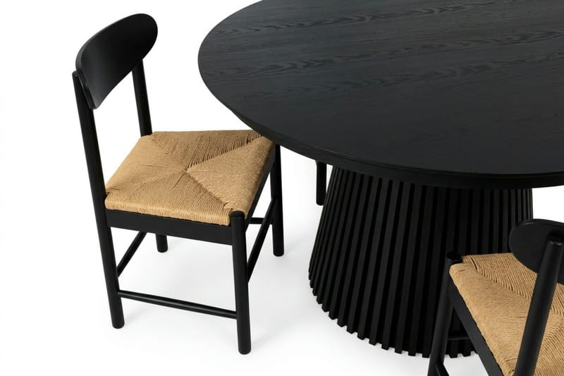 Peyra Spisegruppe uttrekkbar rund 140-220 cm Svart med 6 Malte Spisestoler - Møbler - Bord - Spisegruppe