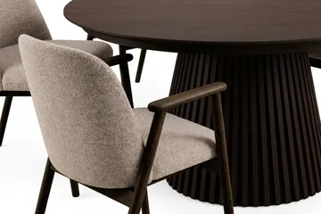 Peyra uttrekkbart rundt spisebord 120–220 cm røkt eik med 6 Reciclar spisestoler - Brun - Møbler - Bord - Spisegruppe