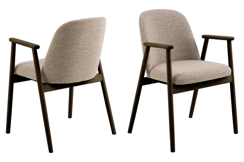 Peyra uttrekkbart rundt spisebord 120–220 cm røkt eik med 6 Reciclar spisestoler - Brun - Møbler - Bord - Spisegruppe