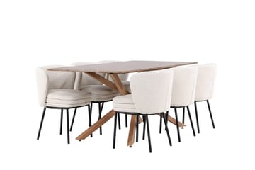 Piazza spisebord 180x90 cm med 6 Agnes spisestoler - Møbler - Bord - Spisegruppe