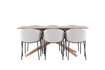 Piazza spisebord 180x90 cm med 6 Evelina armstoler - Møbler - Bord - Spisegruppe