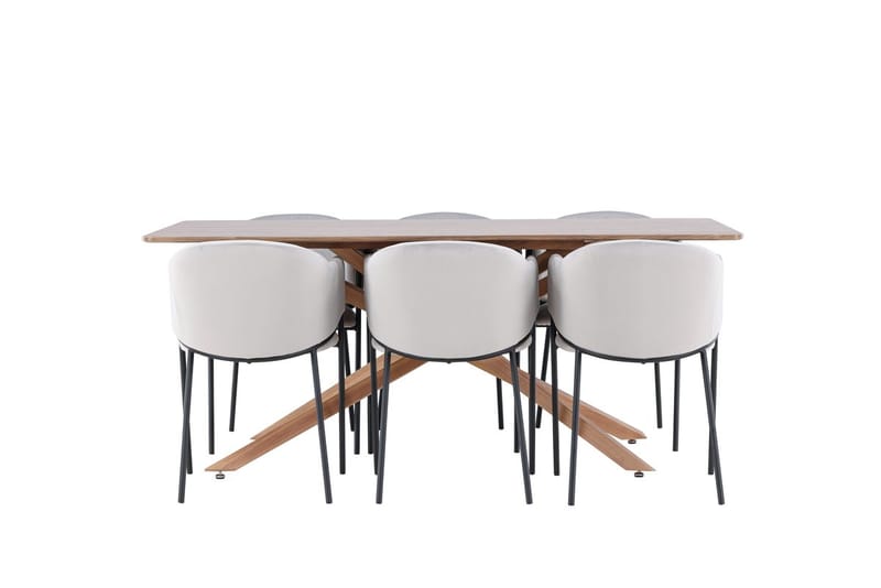 Piazza spisebord 180x90 cm med 6 Evelina armstoler - Møbler - Bord - Spisegruppe