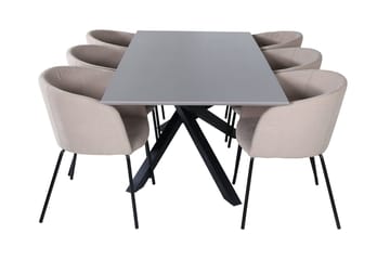 Piazza spisebord 190 cm med 6 Berit armstoler med armlener - Møbler - Bord - Spisegruppe