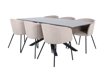 Piazza spisebord 190 cm med 6 Berit armstoler med armlener - Møbler - Bord - Spisegruppe