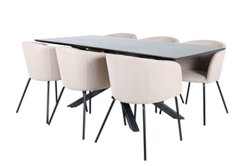 Piazza spisebord 190 cm med 6 Berit karmstoler med armlener - Møbler - Bord - Spisegruppe