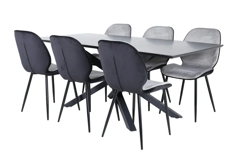 Piazza spisebord 190 cm med 6 Emma spisestoler