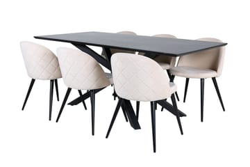 Piazza spisebord 190 cm med 6 Velvet Stitches spisestoler - Møbler - Bord - Spisegruppe