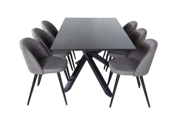 Piazza spisebord 190 cm med 6 Velvet Stitches spisestoler - Møbler - Bord - Spisegruppe