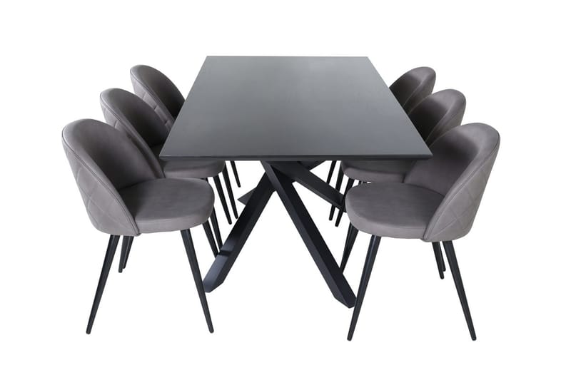 Piazza spisebord 190 cm med 6 Velvet Stitches spisestoler - Møbler - Bord - Spisegruppe
