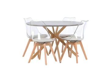 Piazza Spisegruppe 120 cm Rund med 4 Edvin Stoler - Grå - Møbler - Bord - Spisegruppe