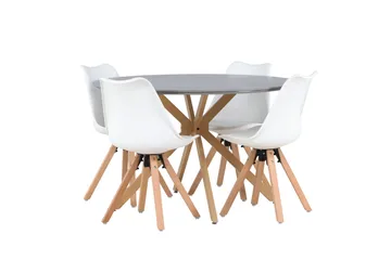 Piazza Spisegruppe 120 cm Rund med 4 Zeno Stoler - Grå - Møbler - Bord - Spisegruppe