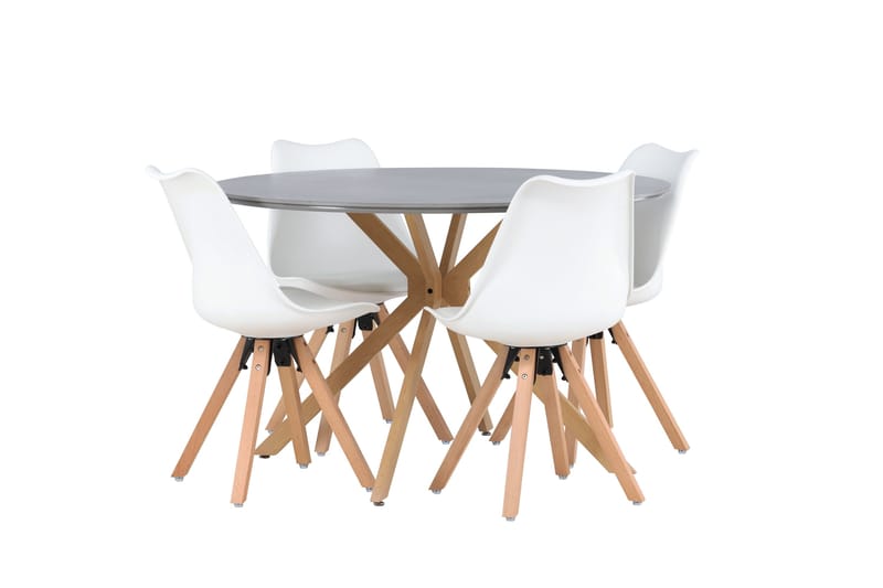 Piazza Spisegruppe 120 cm Rund med 4 Zeno Stoler - Grå - Møbler - Bord - Spisegruppe