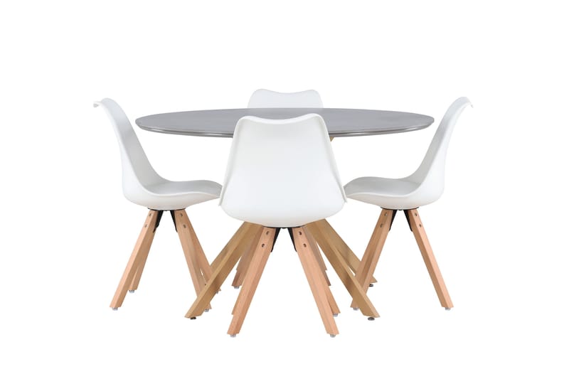 Piazza Spisegruppe 120 cm Rund med 4 Zeno Stoler, Grå