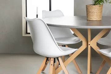 Piazza Spisegruppe 120 cm Rund med 4 Zeno Stoler - Grå - Møbler - Bord - Spisegruppe