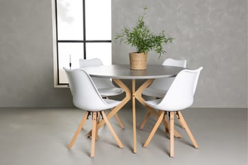 Piazza Spisegruppe 120 cm Rund med 4 Zeno Stoler - Grå - Møbler - Bord - Spisegruppe